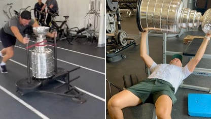 Panthers Sam Reinhart works out with Stanley Cup in Vancouver