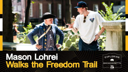 Mason Lohrei walks the Freedom Trail
