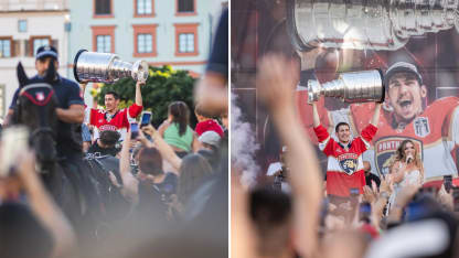 Tomas Nosek rides horse carriage with Stanley Cup in Czech Republic