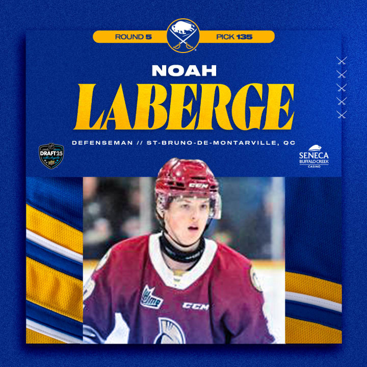 Buffalo selects defenseman Noah Laberge in the 5th round, 135th overall