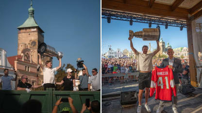 Vitek Vanecek Stanley Cup arrives on truck in Czech Republic
