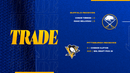 buffalo sabres pittsburgh penguins trade connor clifton conor timmins isaac belliveau 